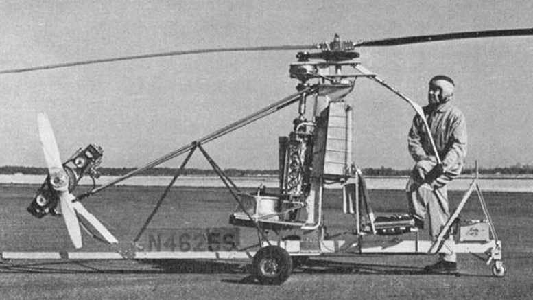 The unusual Bensen "Helicopter" with single main rotor with what looks like a motor driven tail rotor