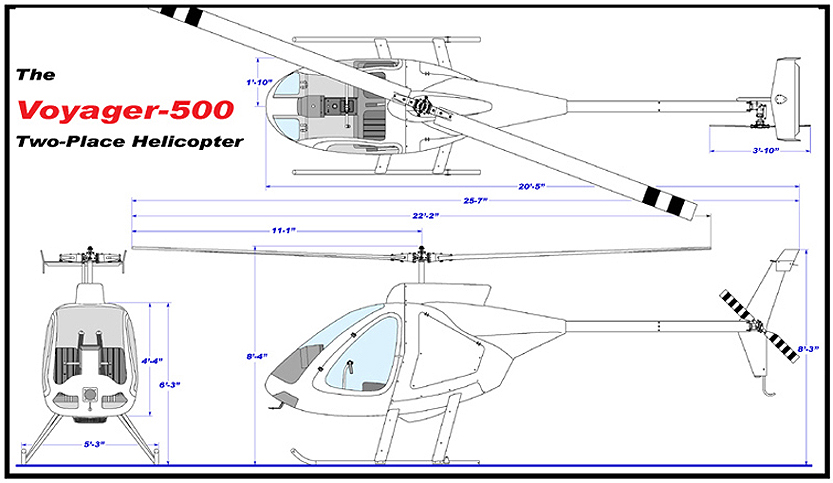 Voyager 500 helicopter dimensions