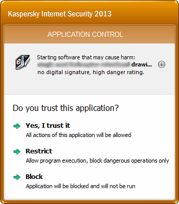 Kaspersky computer warning