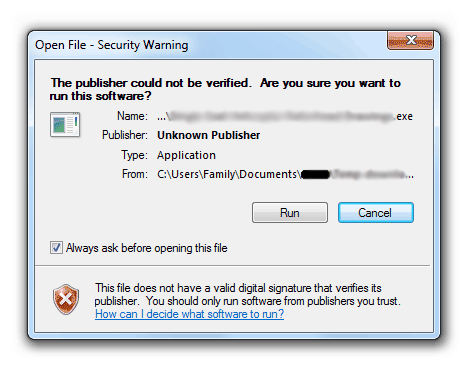 Security warning