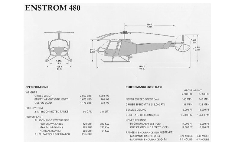 Enstrom 480 drawing