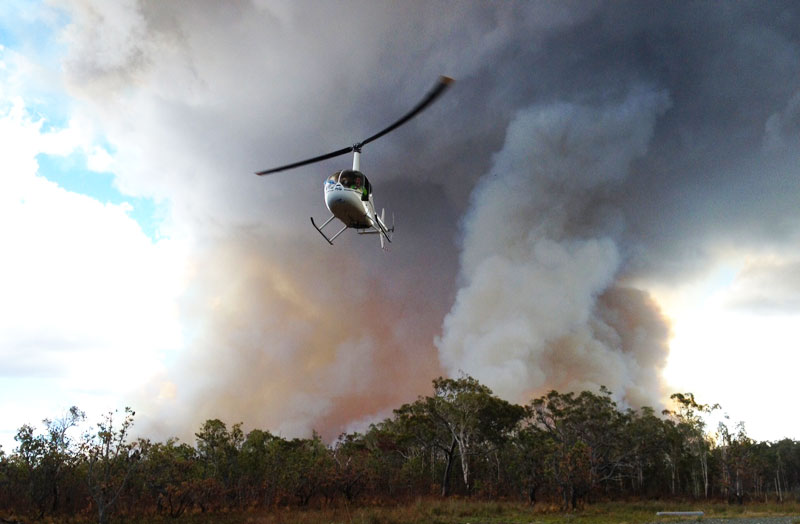 Flying helicopter through smoke
