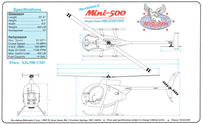 Mini 500 helicopter dimension drawings