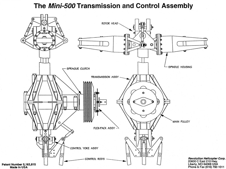 Mini 500 transmission control assembly