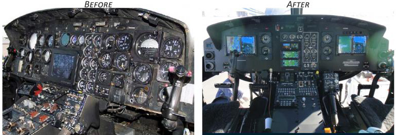 helicopter control panels old new