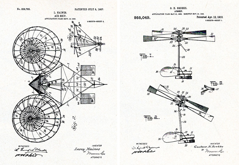 early helicopter patent designs
