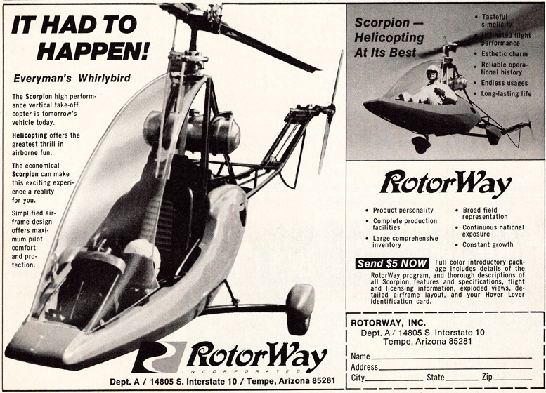 Rotorway scorpion one helicopter advertisement