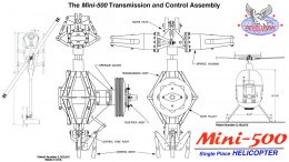 Mini 500 helicopter transmission control assembly